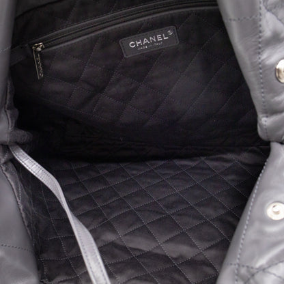 22 Small Dark Grey Calfskin Leather Silver