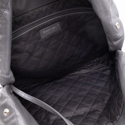 22 Small Dark Grey Calfskin Leather Silver