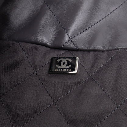 22 Small Dark Grey Calfskin Leather Silver