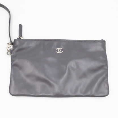22 Small Dark Grey Calfskin Leather Silver