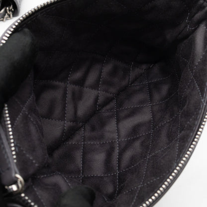 22 Small Dark Grey Calfskin Leather Silver