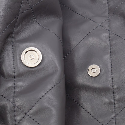 22 Small Dark Grey Calfskin Leather Silver