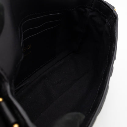 Mini Baguette Black FF Embossed Nappa Leather
