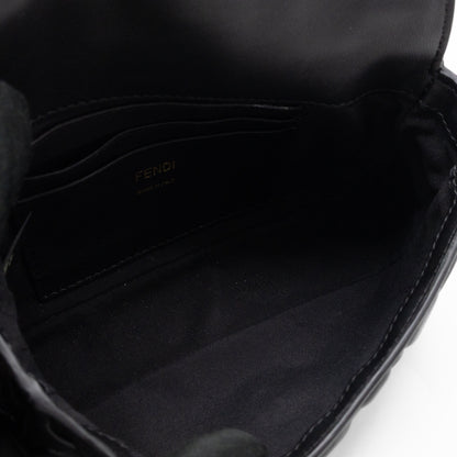 Mini Baguette Black FF Embossed Nappa Leather