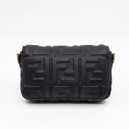 Mini Baguette Black FF Embossed Nappa Leather