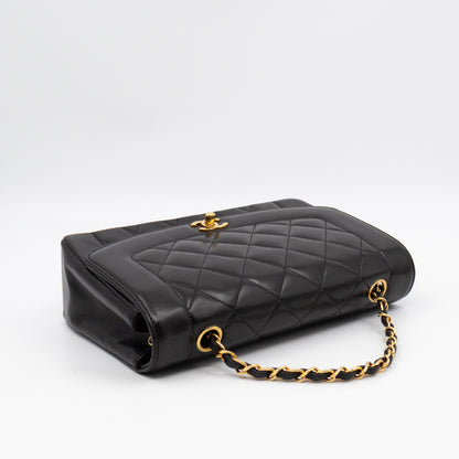 Diana Medium Black Lambskin Leather Gold