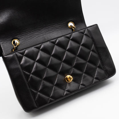 Diana Medium Black Lambskin Leather Gold