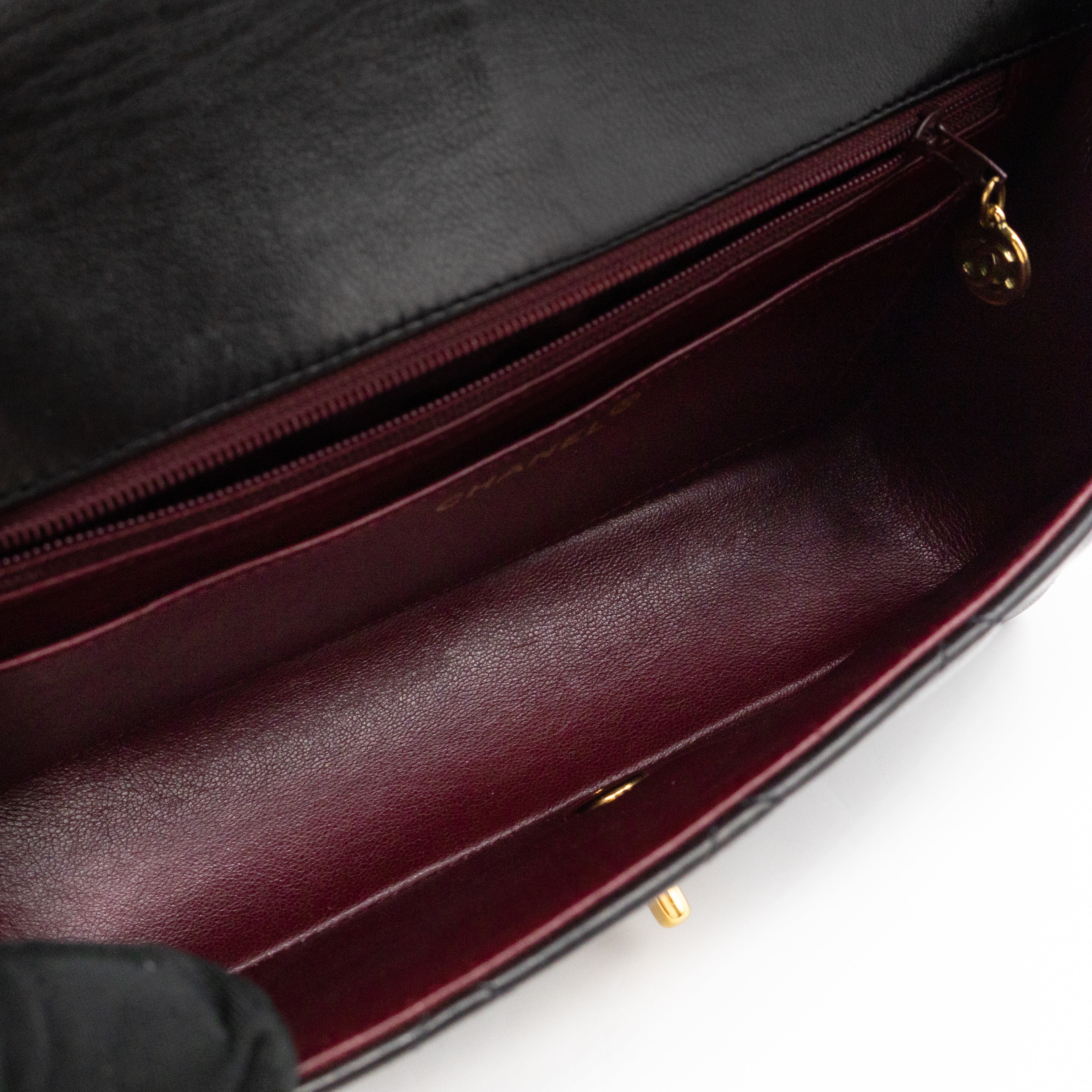Diana Medium Black Lambskin Leather Gold
