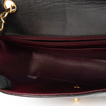 Diana Medium Black Lambskin Leather Gold