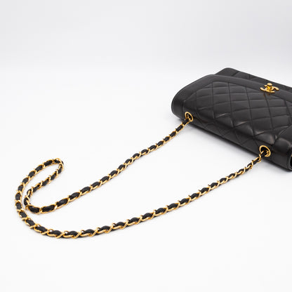 Diana Medium Black Lambskin Leather Gold