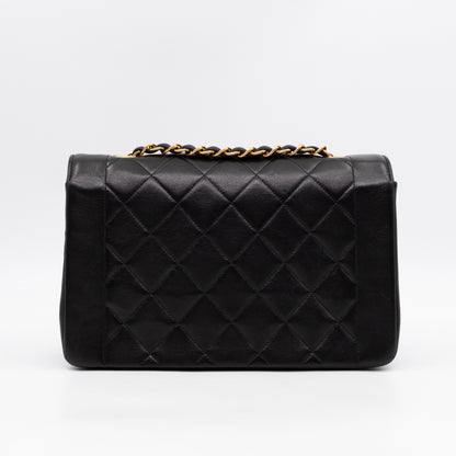 Diana Medium Black Lambskin Leather Gold