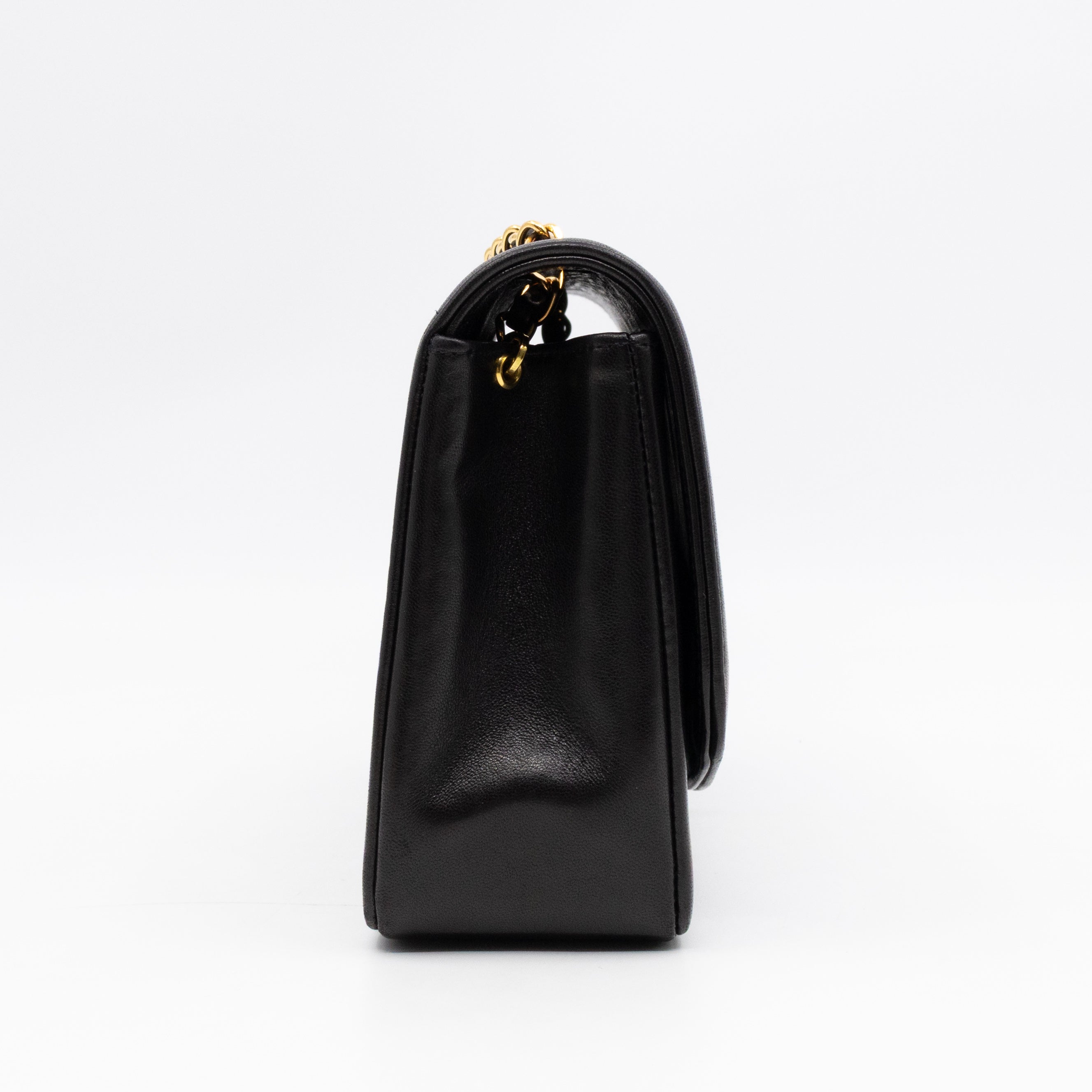 Diana Medium Black Lambskin Leather Gold