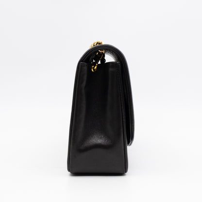 Diana Medium Black Lambskin Leather Gold