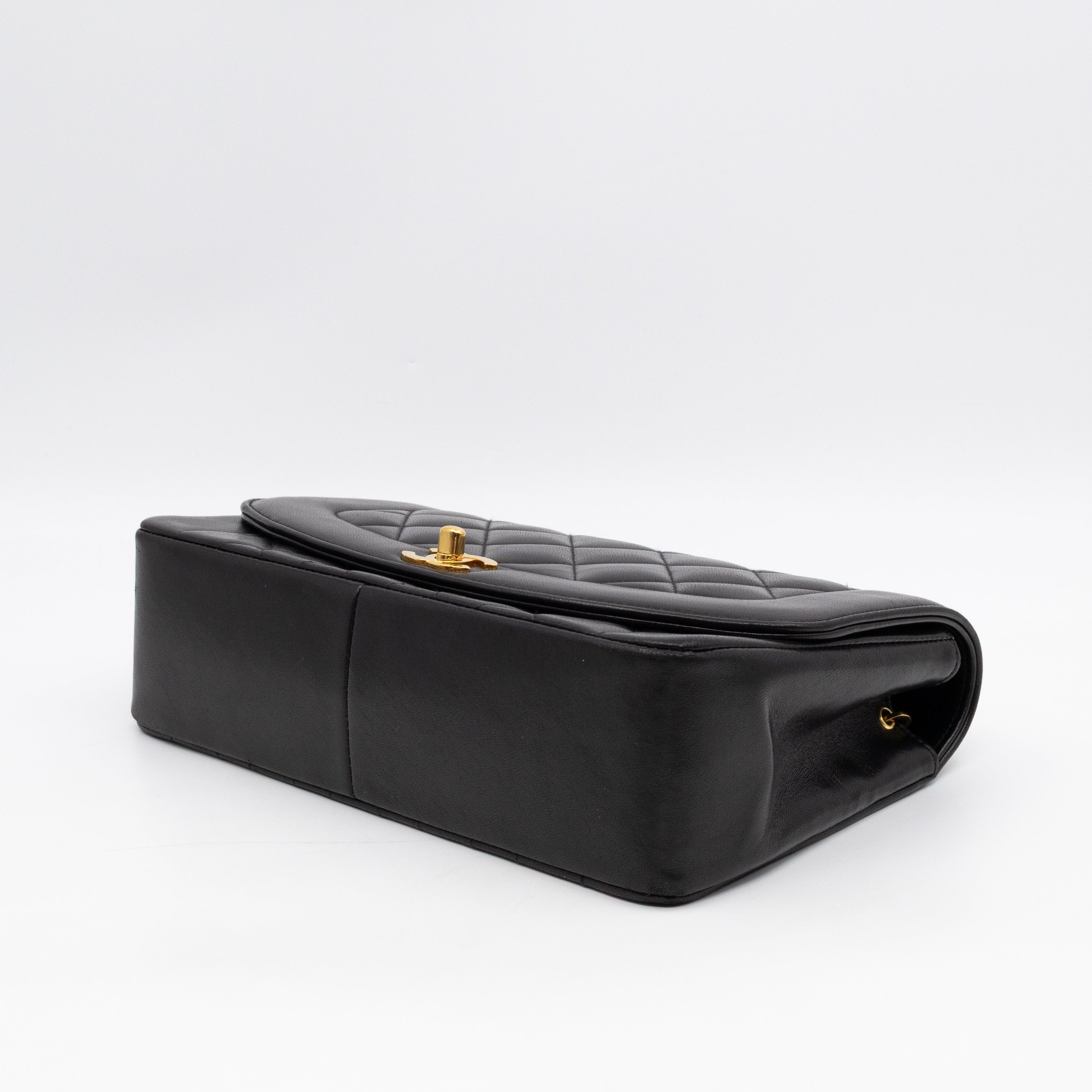 Diana Medium Black Lambskin Leather Gold
