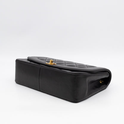 Diana Medium Black Lambskin Leather Gold
