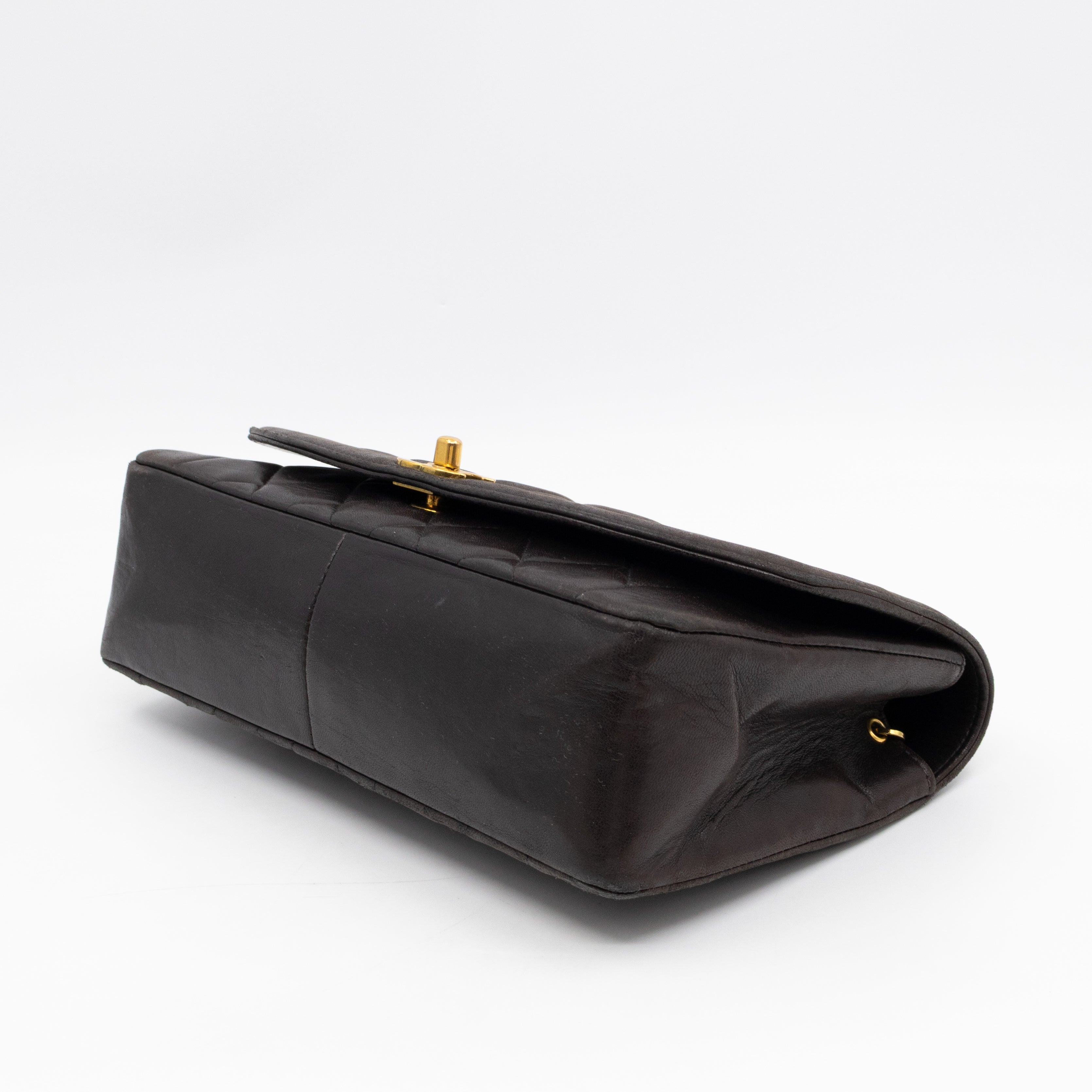 Diana Medium Black Lambskin Leather Gold