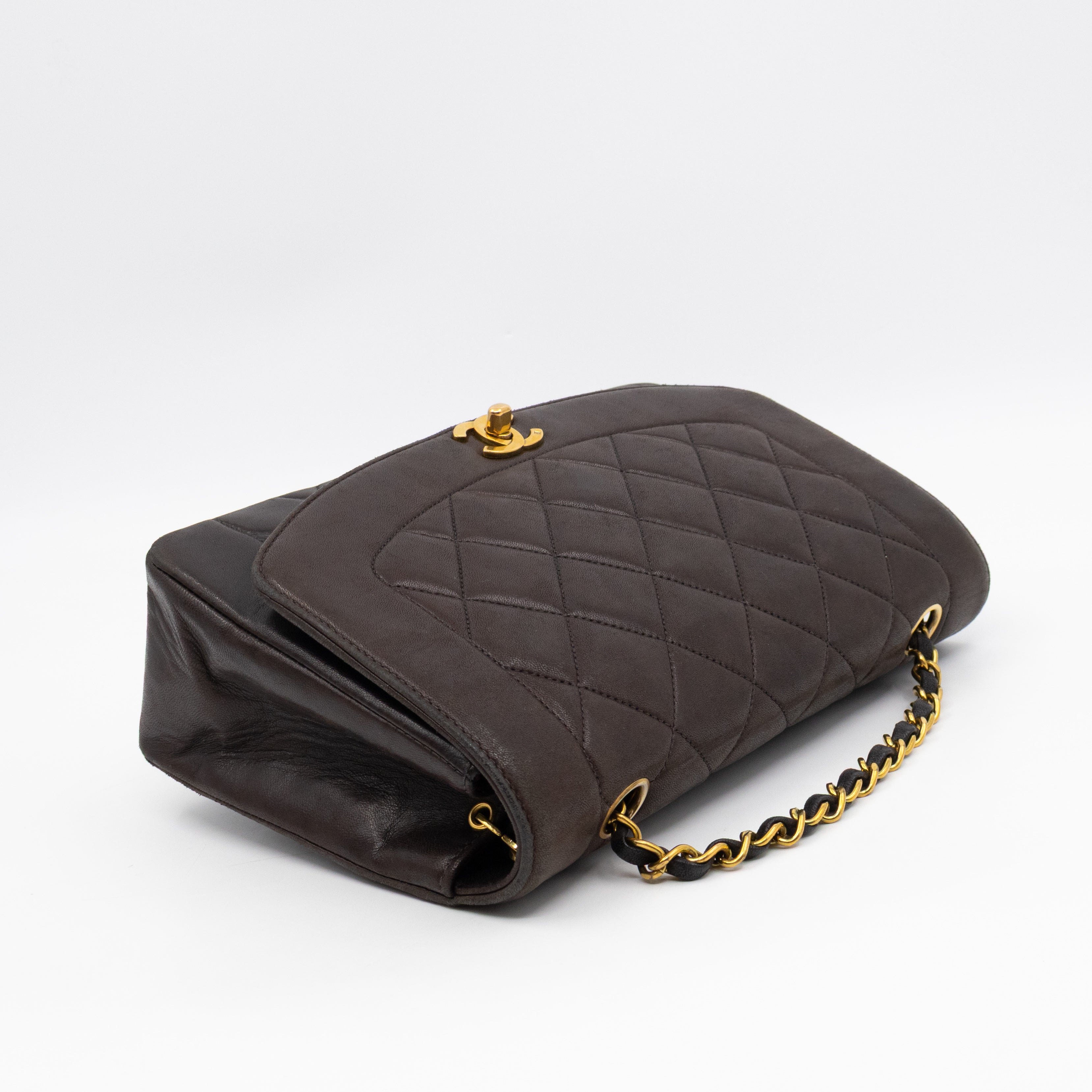 Diana Medium Black Lambskin Leather Gold