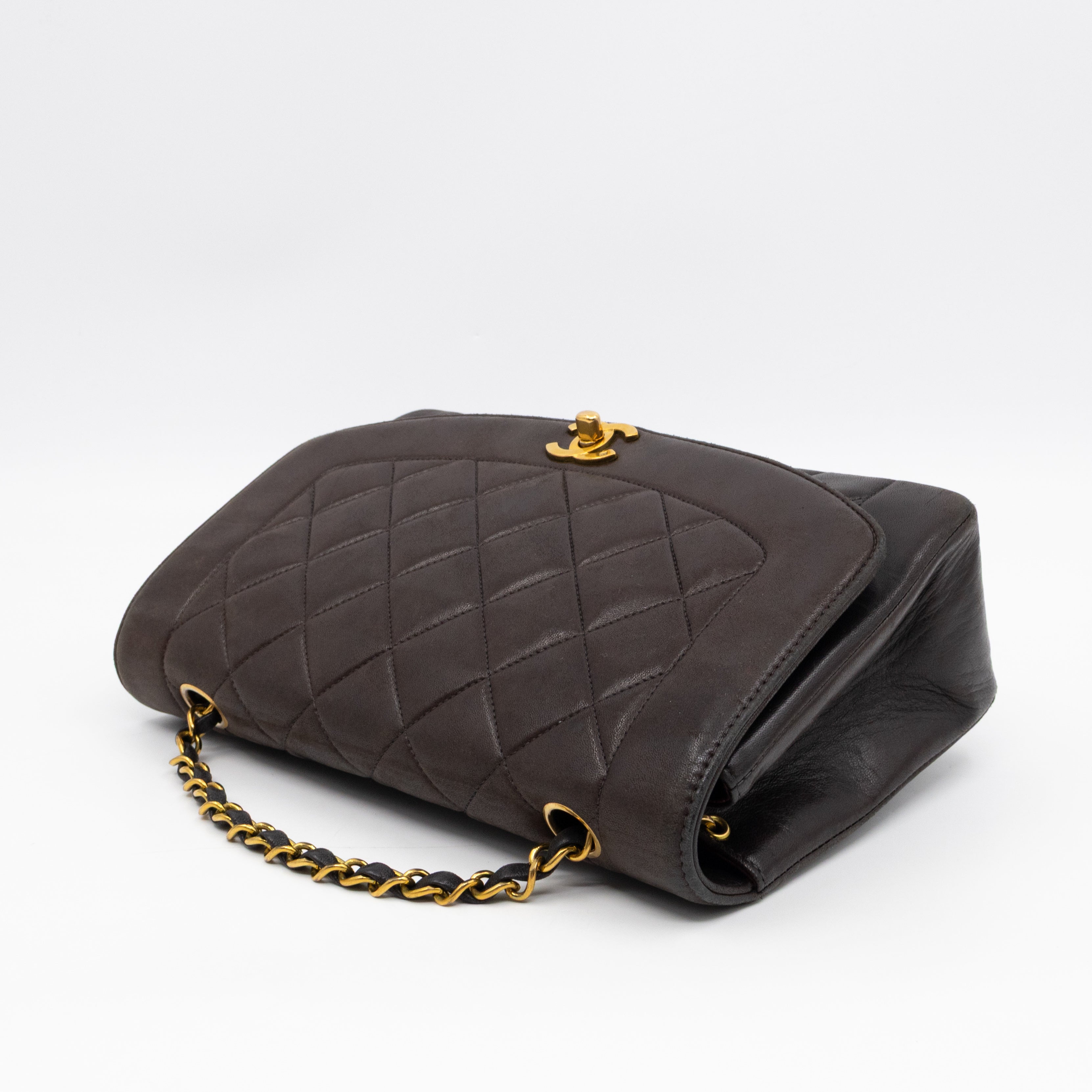 Diana Medium Black Lambskin Leather Gold