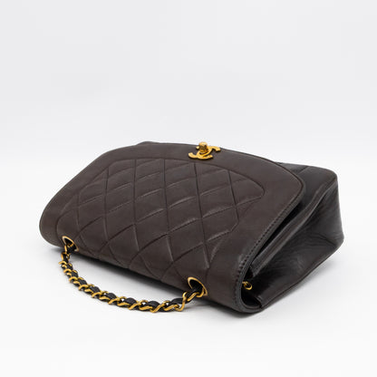 Diana Medium Black Lambskin Leather Gold