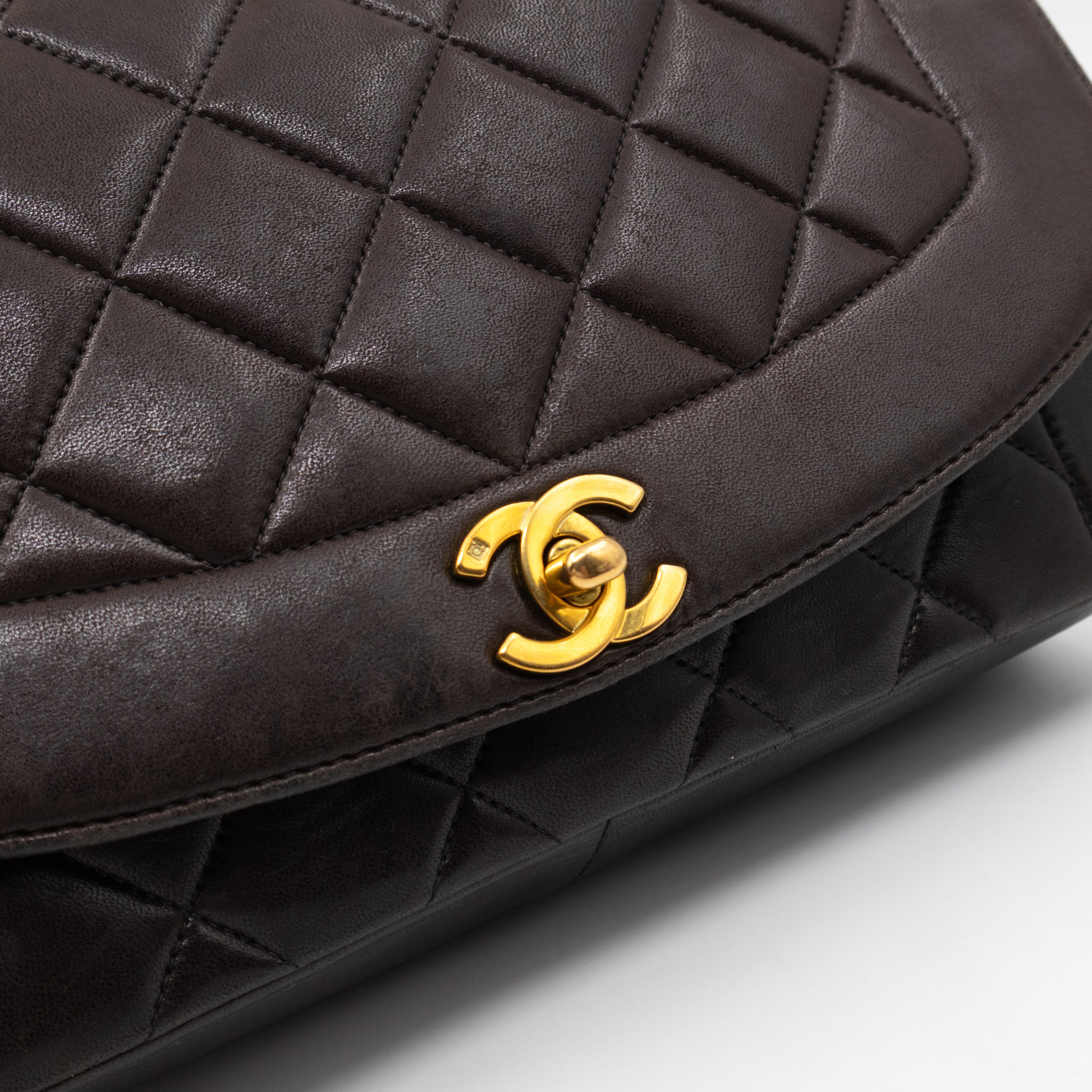 Diana Medium Black Lambskin Leather Gold