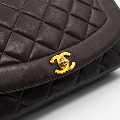 Diana Medium Black Lambskin Leather Gold