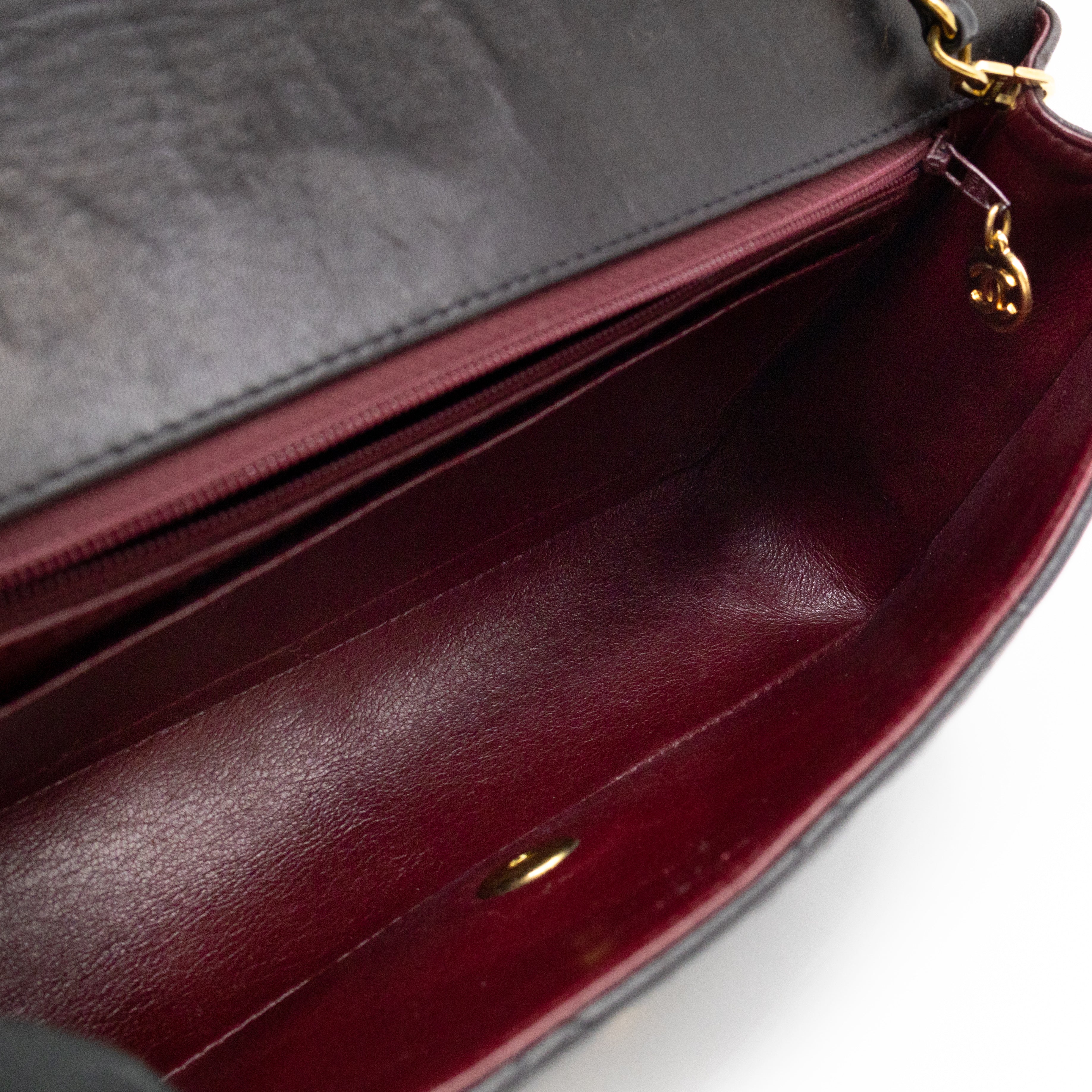 Diana Medium Black Lambskin Leather Gold