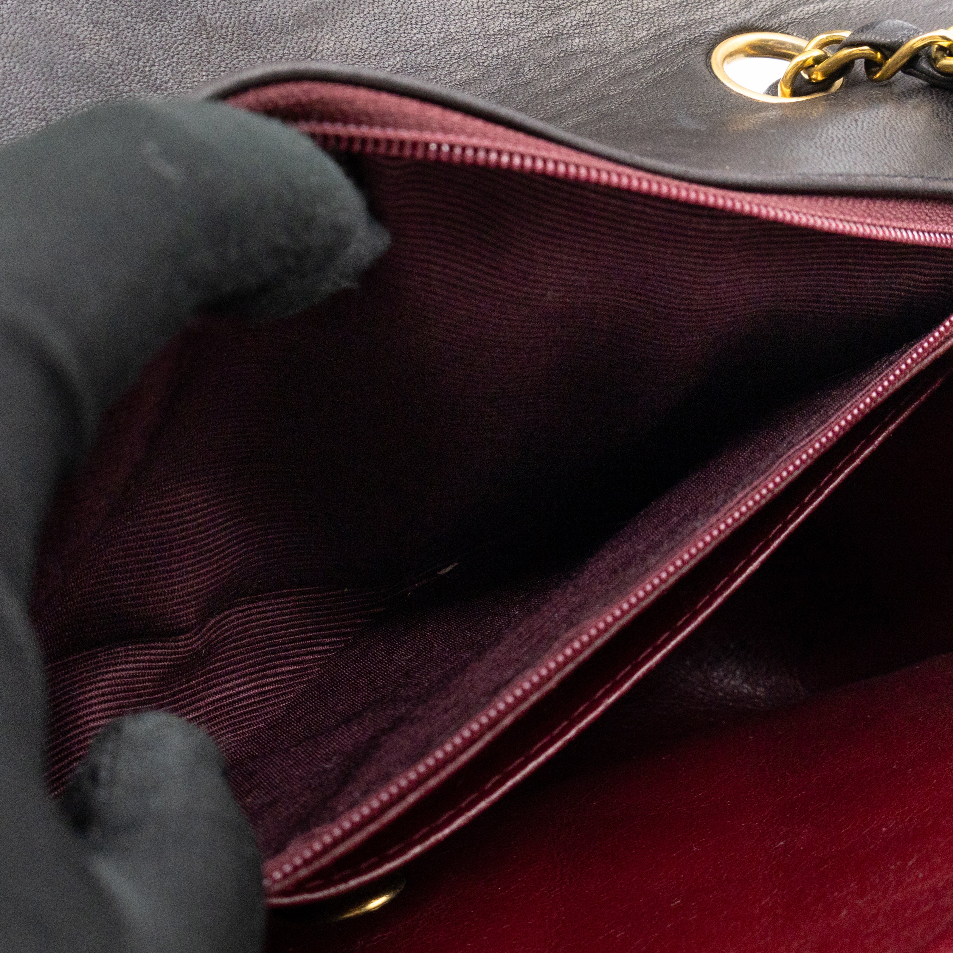 Diana Medium Black Lambskin Leather Gold