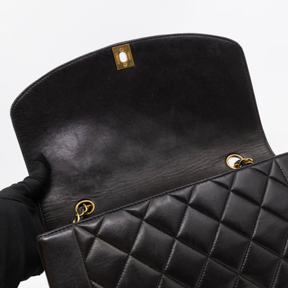 Diana Medium Black Lambskin Leather Gold