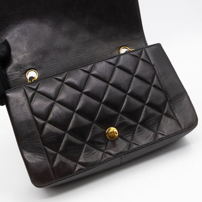 Diana Medium Black Lambskin Leather Gold