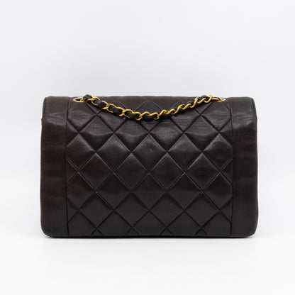 Diana Medium Black Lambskin Leather Gold