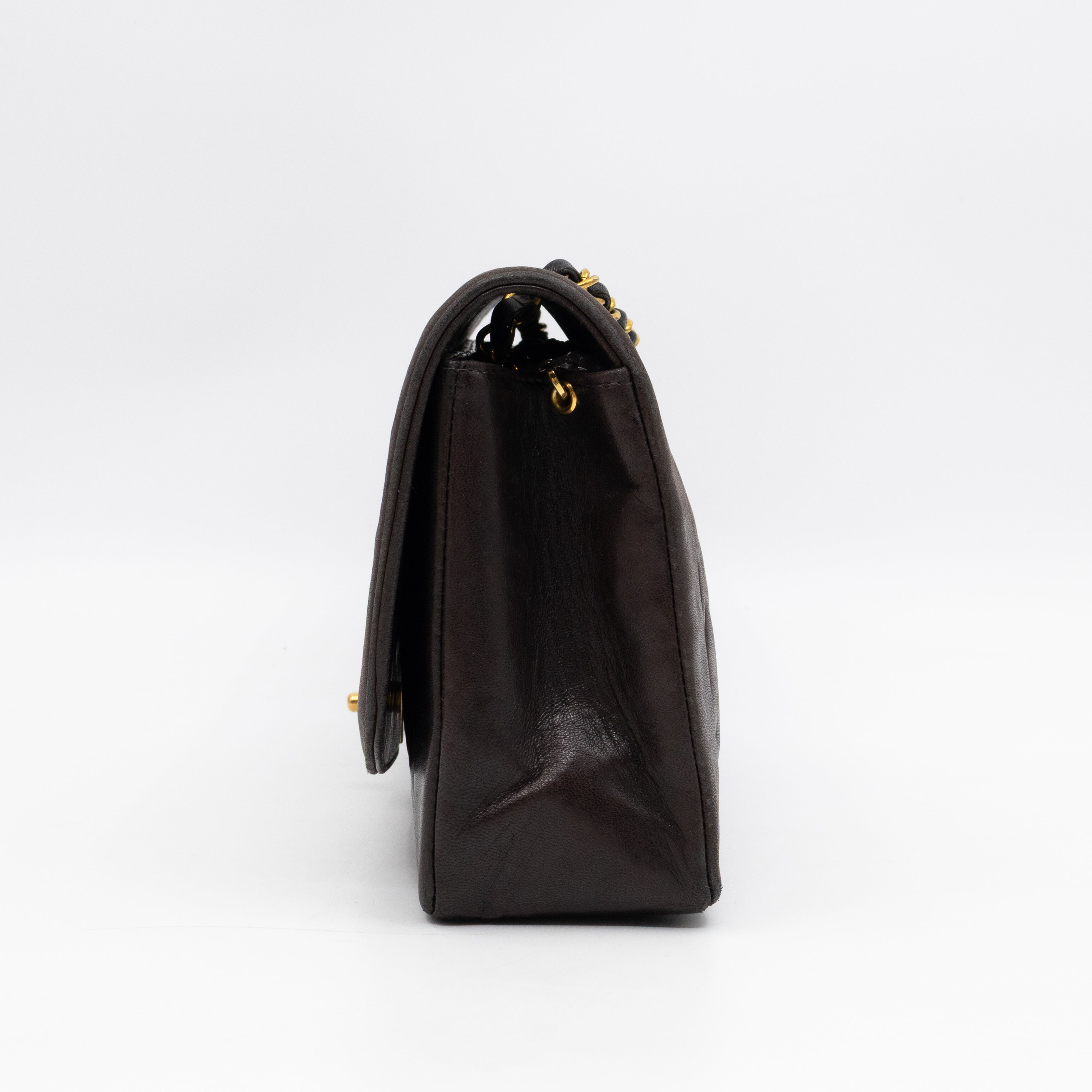 Diana Medium Black Lambskin Leather Gold