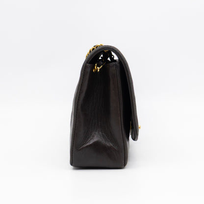 Diana Medium Black Lambskin Leather Gold