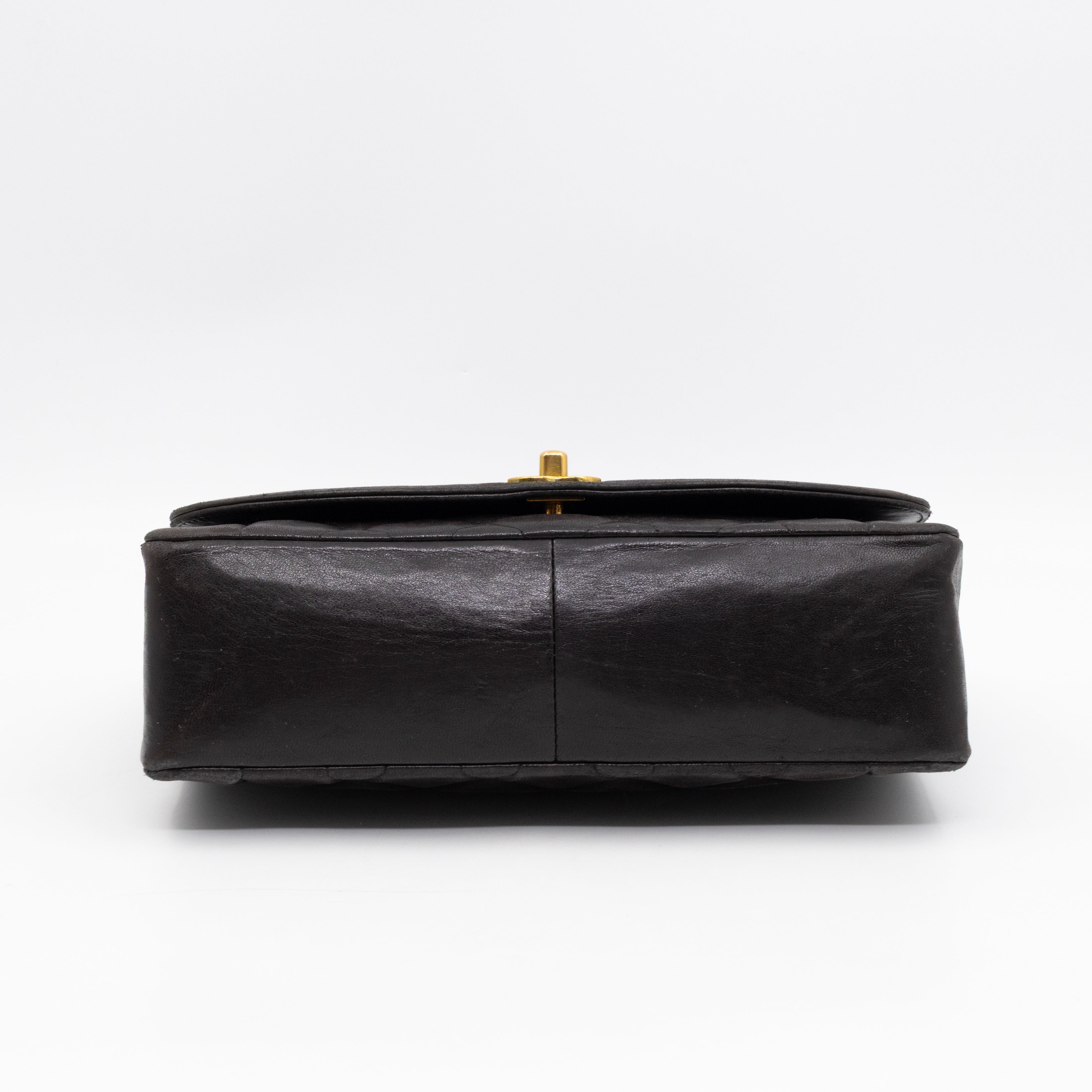 Diana Medium Black Lambskin Leather Gold
