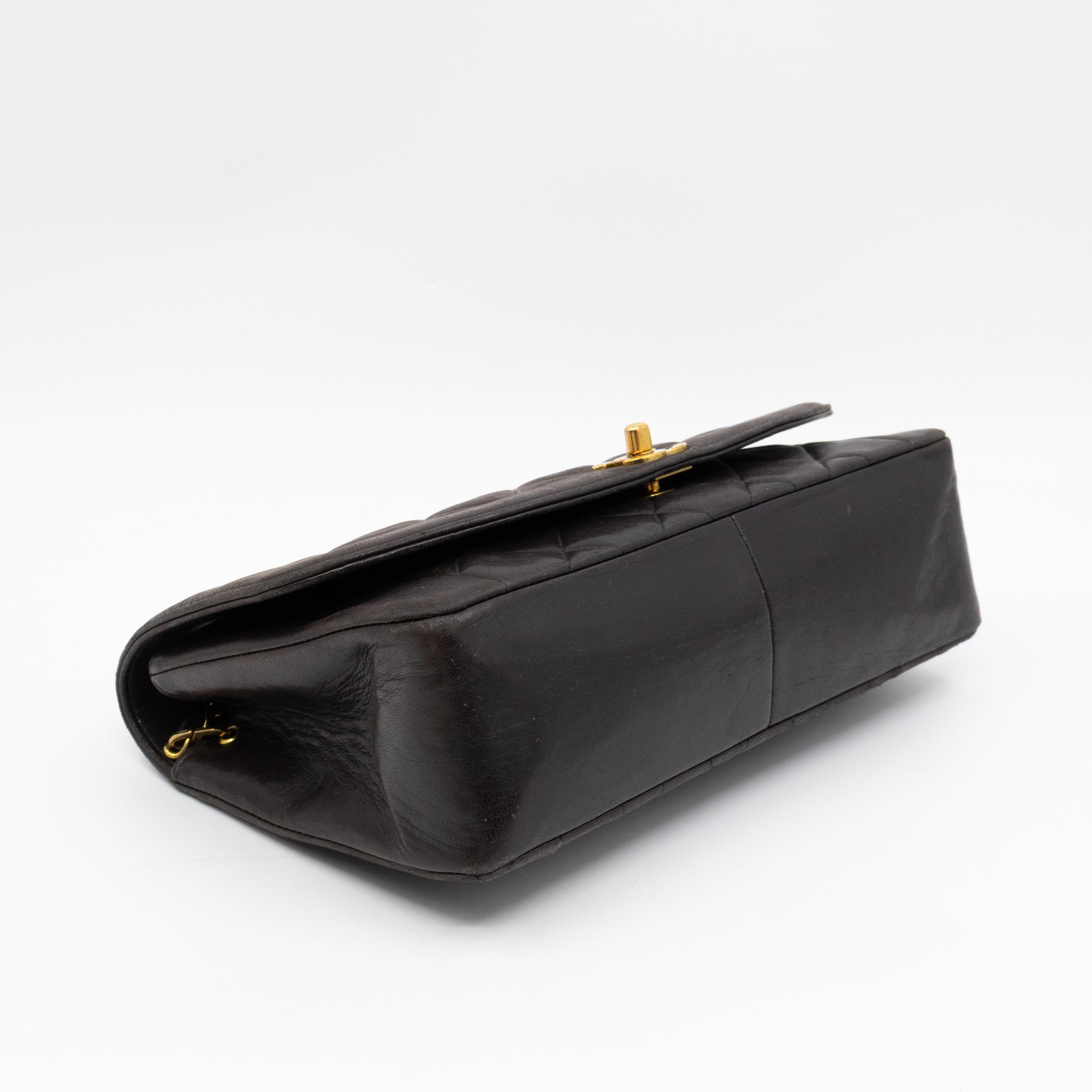 Diana Medium Black Lambskin Leather Gold