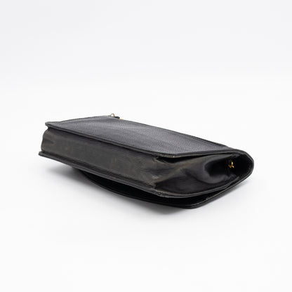 Timeless CC Wallet On Chain Black Caviar Leather