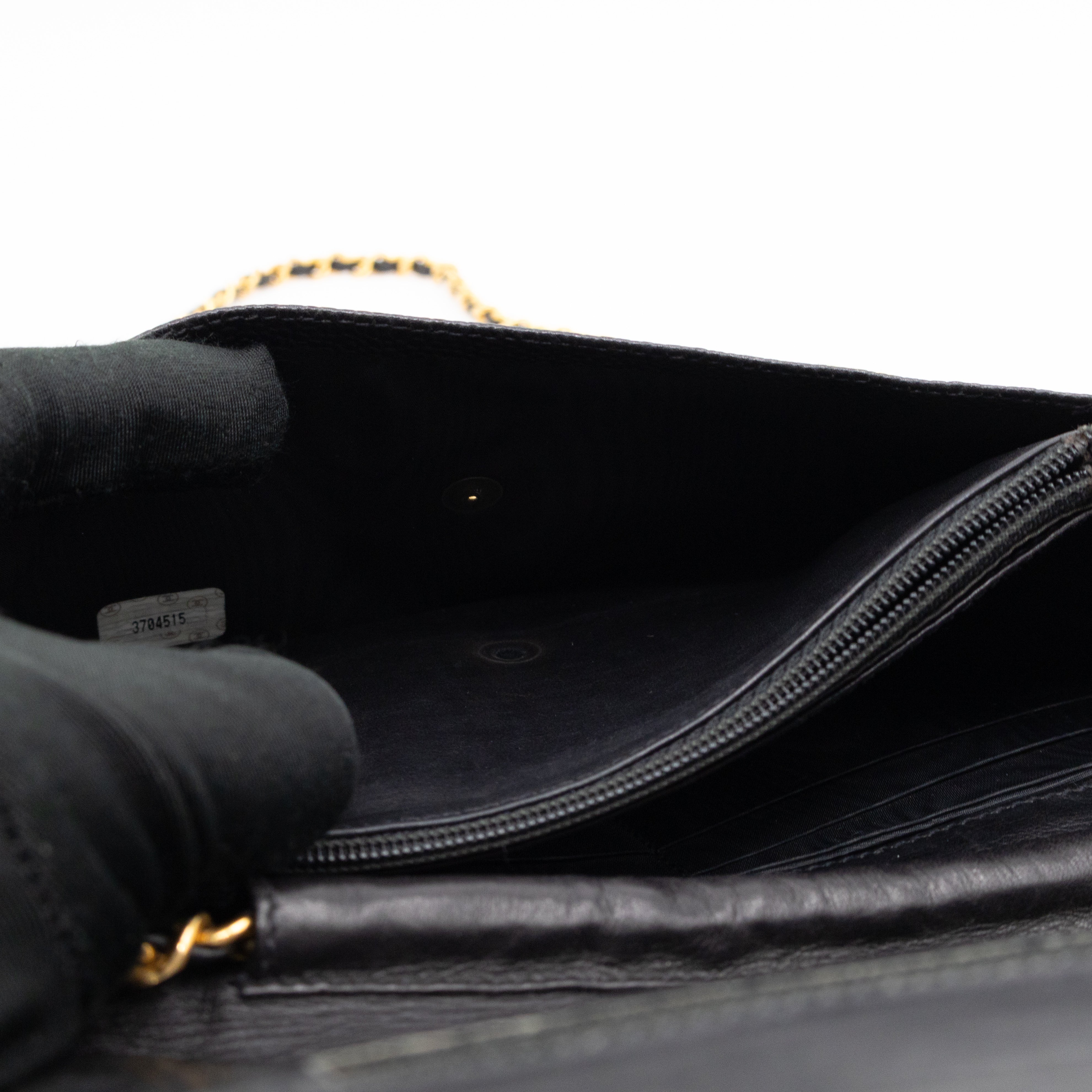Timeless CC Wallet On Chain Black Caviar Leather