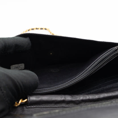 Timeless CC Wallet On Chain Black Caviar Leather