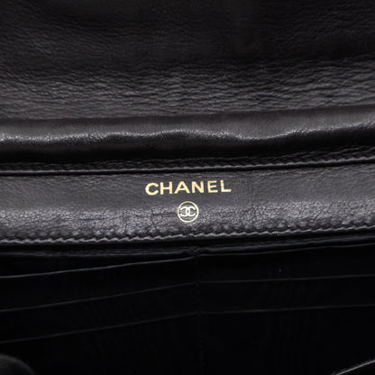 Timeless CC Wallet On Chain Black Caviar Leather