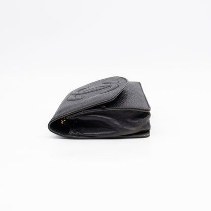 Timeless CC Wallet On Chain Black Caviar Leather