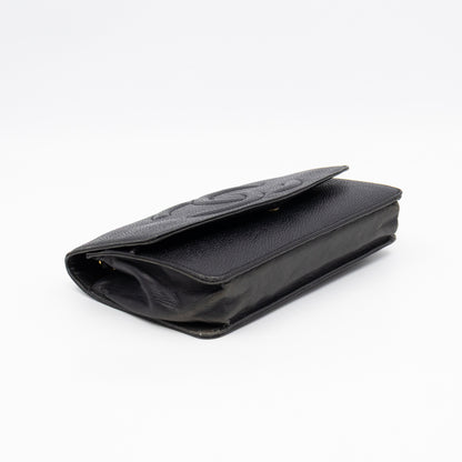 Timeless CC Wallet On Chain Black Caviar Leather