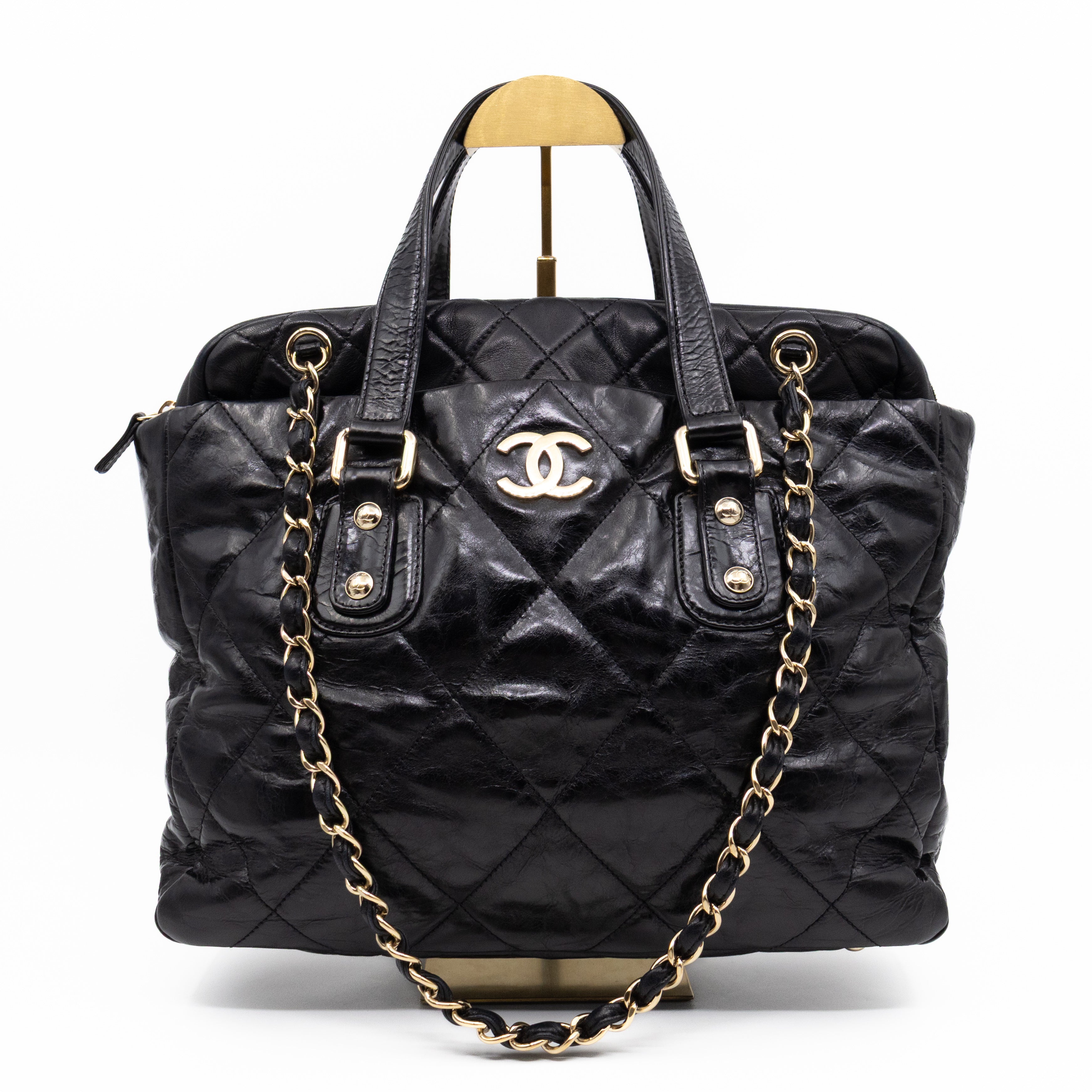 Portobello Tote Glazed Black Leather