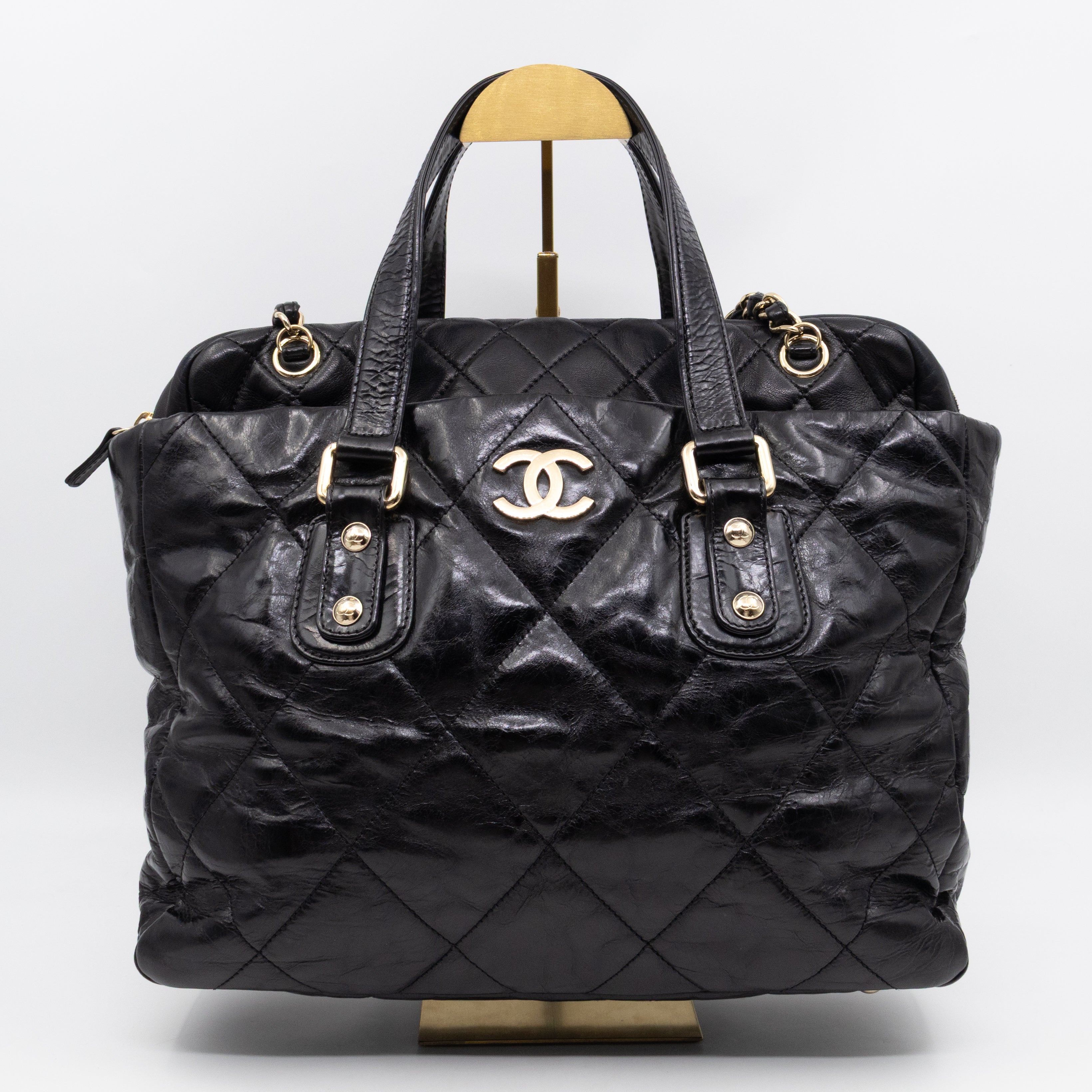 Portobello Tote Glazed Black Leather