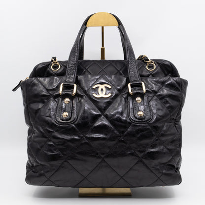 Portobello Tote Glazed Black Leather