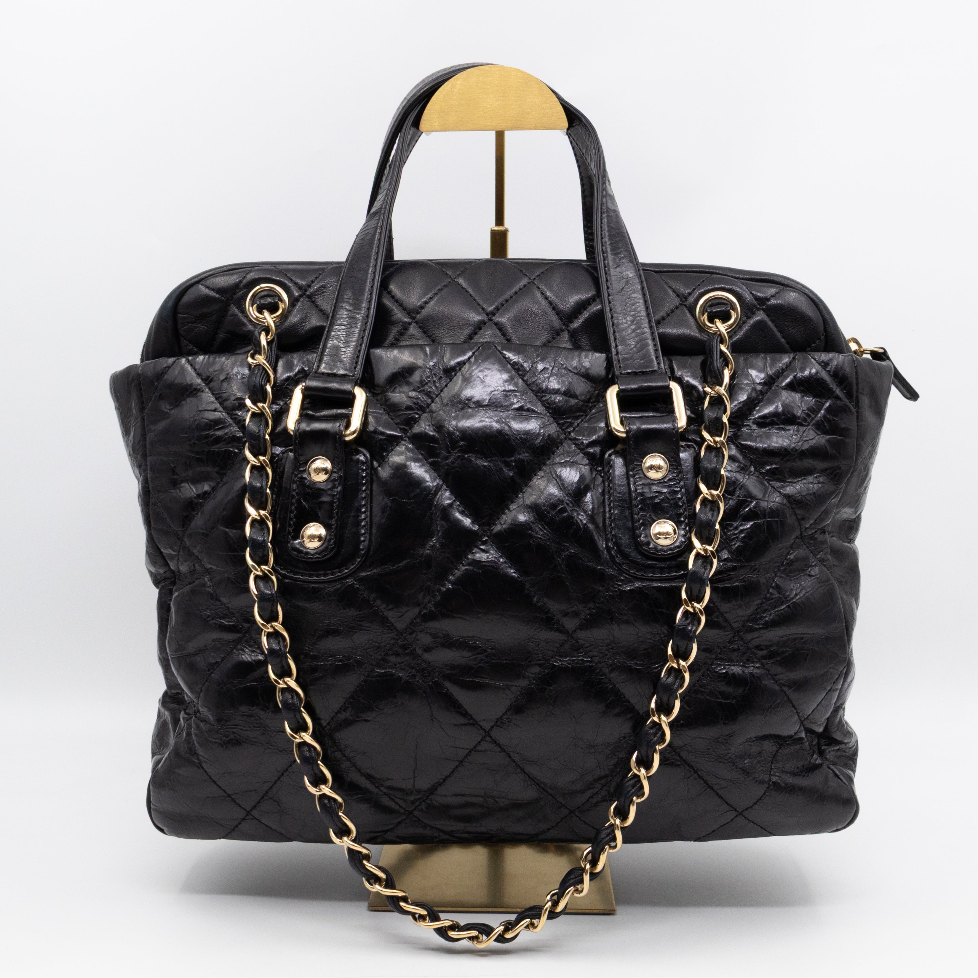 Portobello Tote Glazed Black Leather