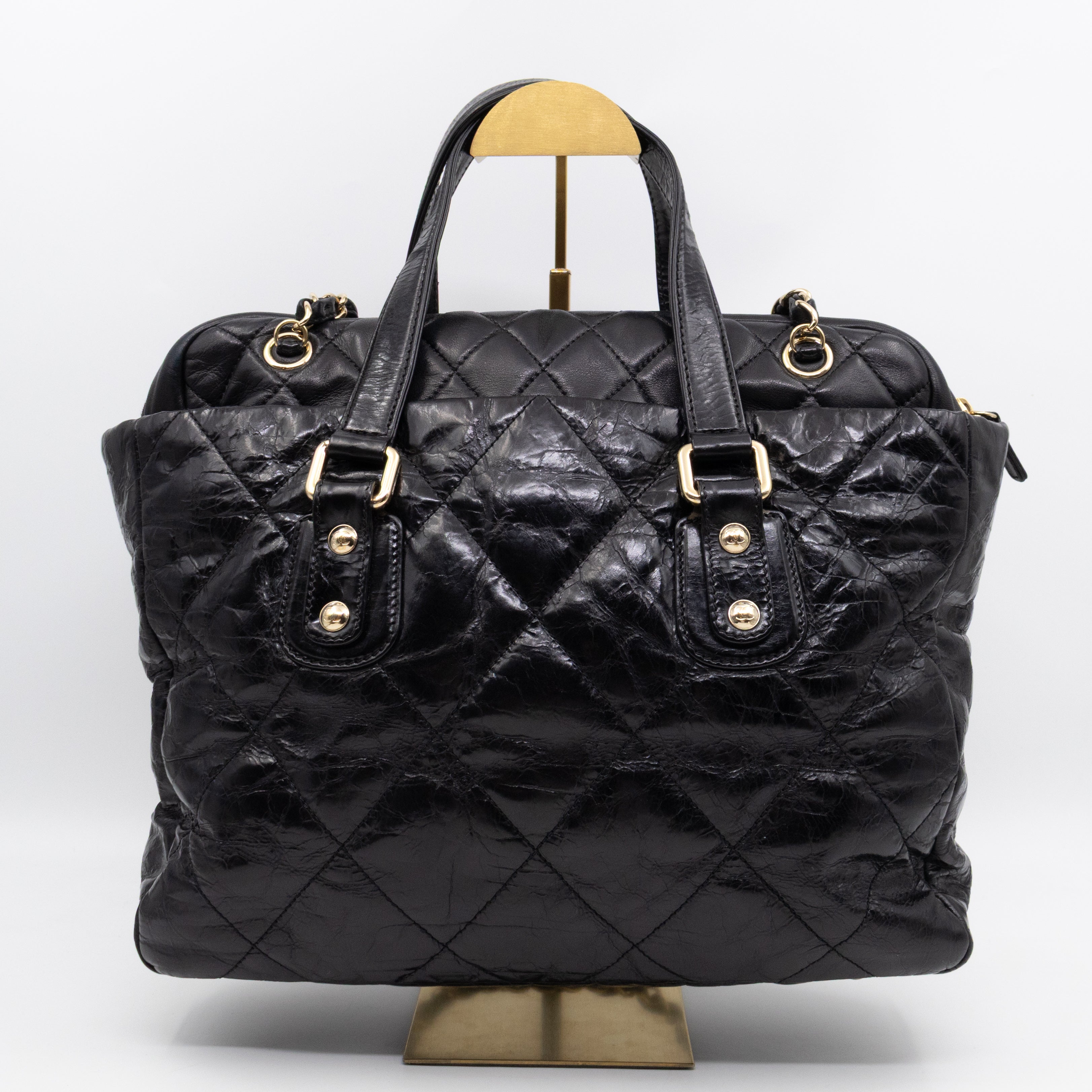 Portobello Tote Glazed Black Leather