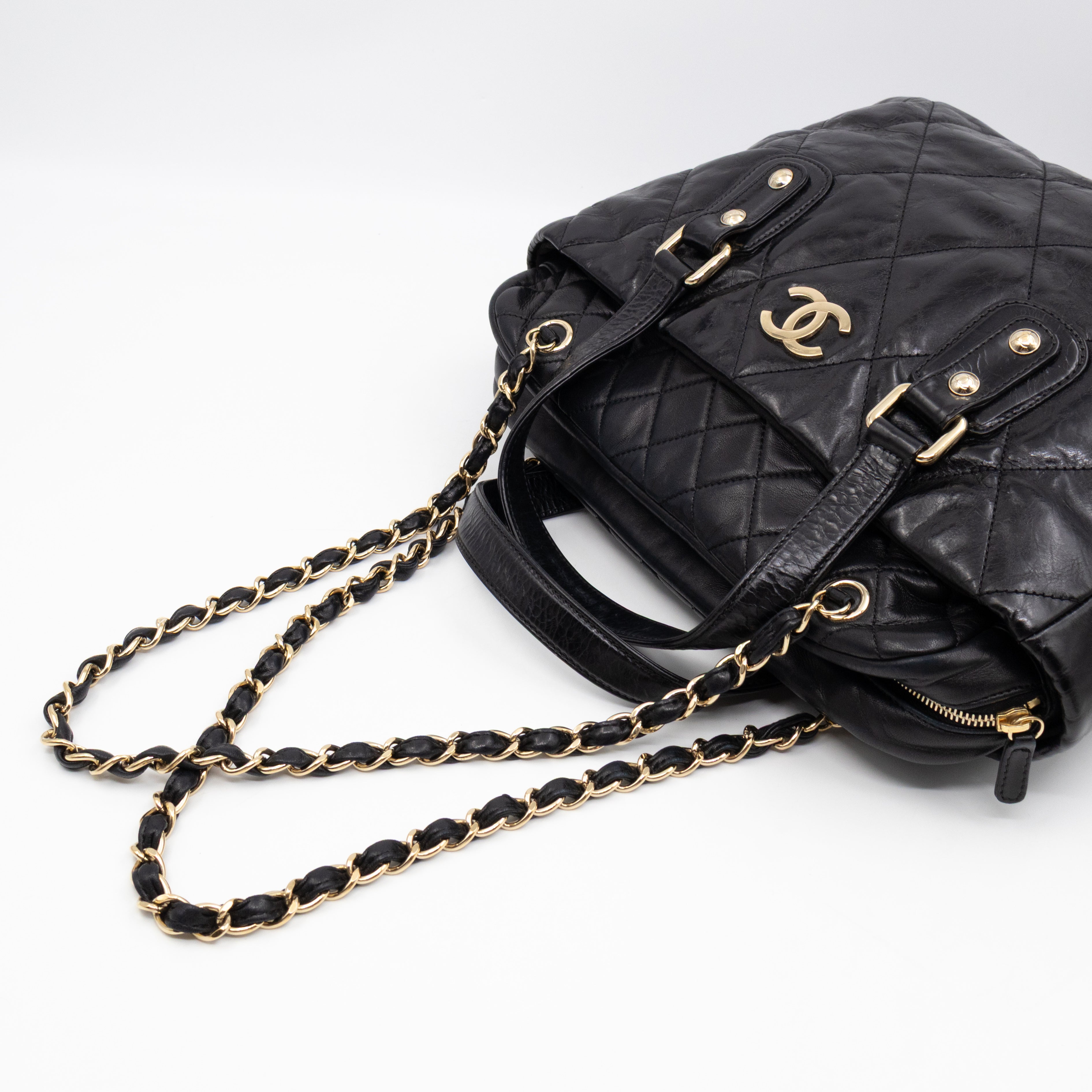 Portobello Tote Glazed Black Leather