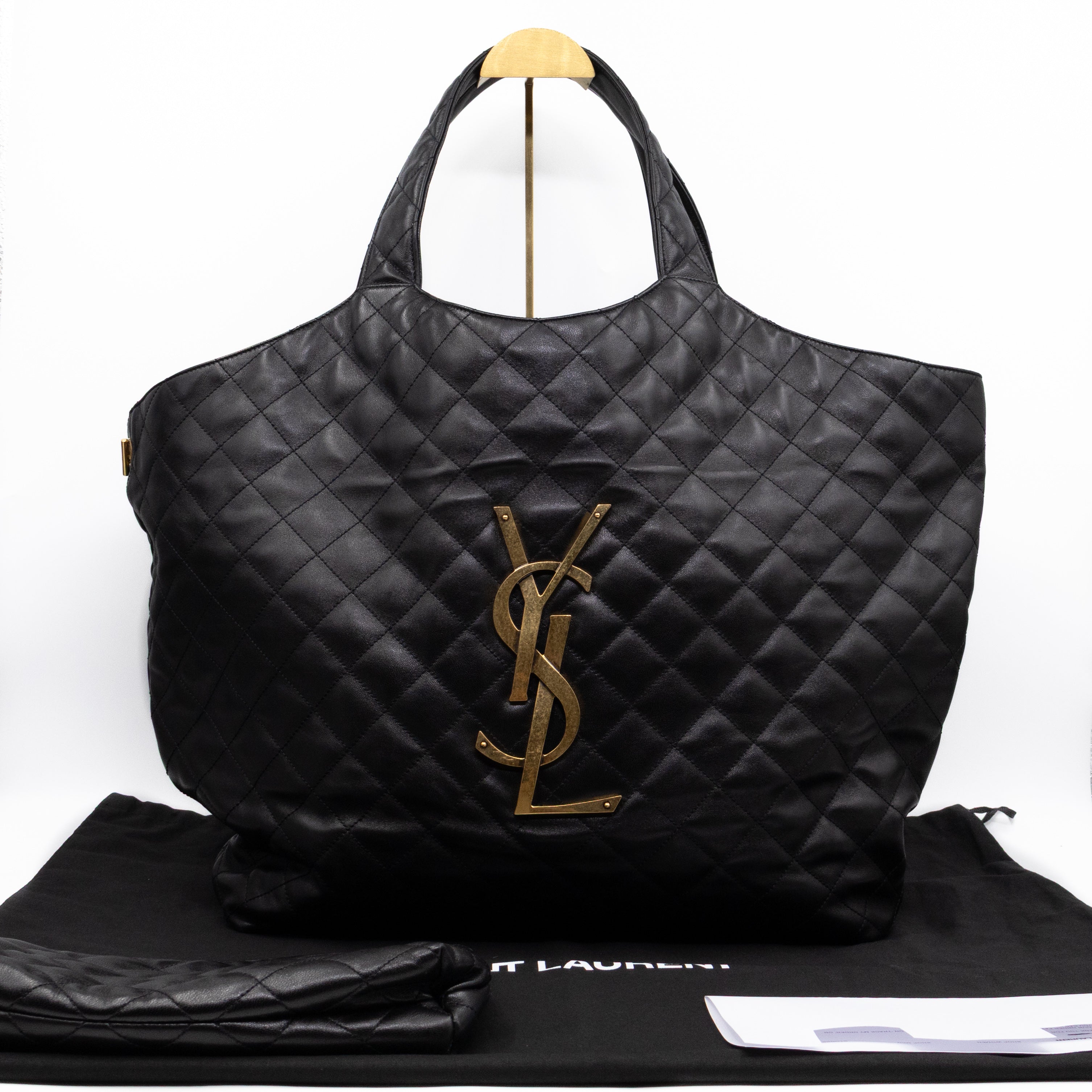 Icare Maxi Shopping Tote Black Leather