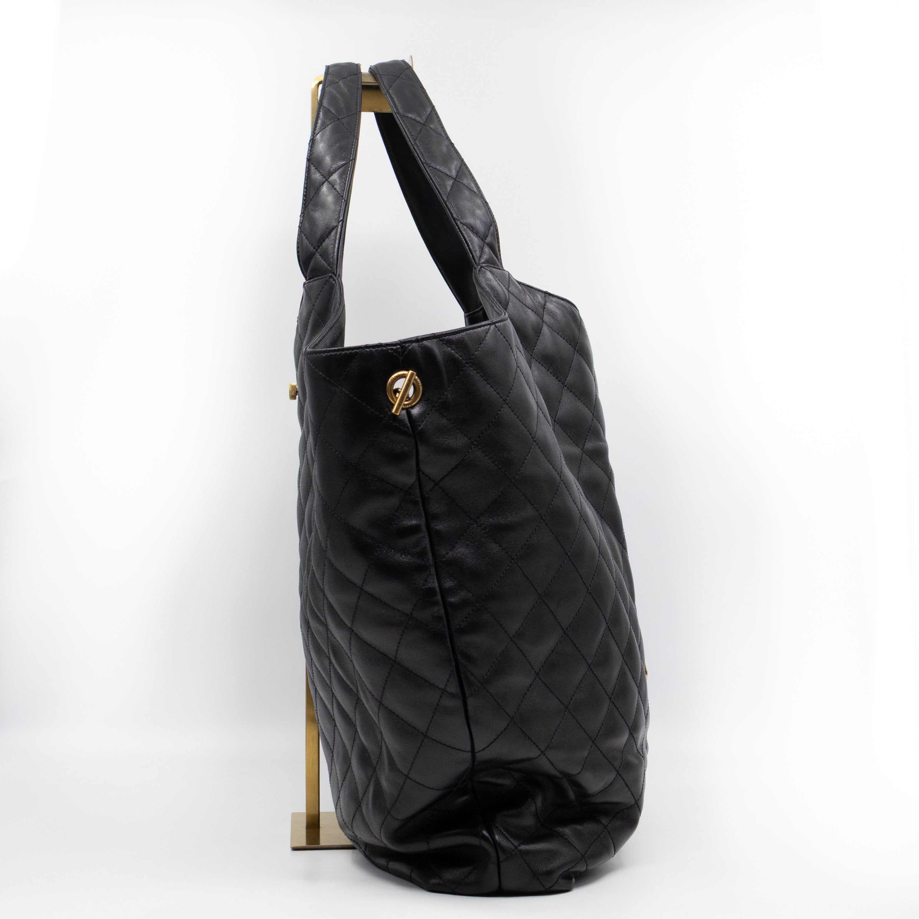 Icare Maxi Shopping Tote Black Leather