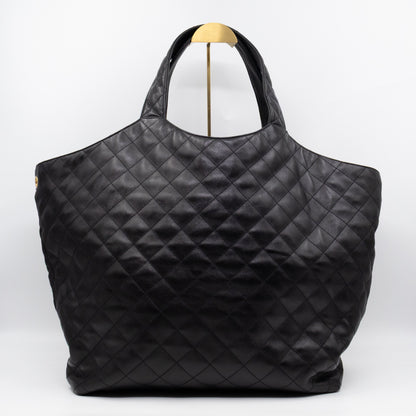 Icare Maxi Shopping Tote Black Leather