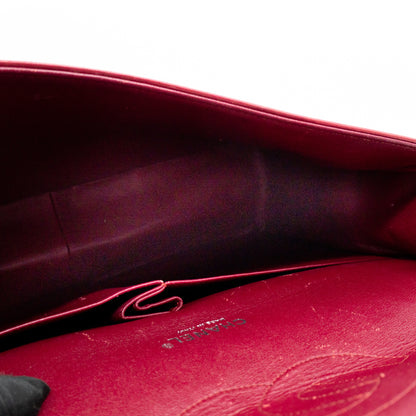 Classic Double Flap Maxi Red Patent Leather Silver